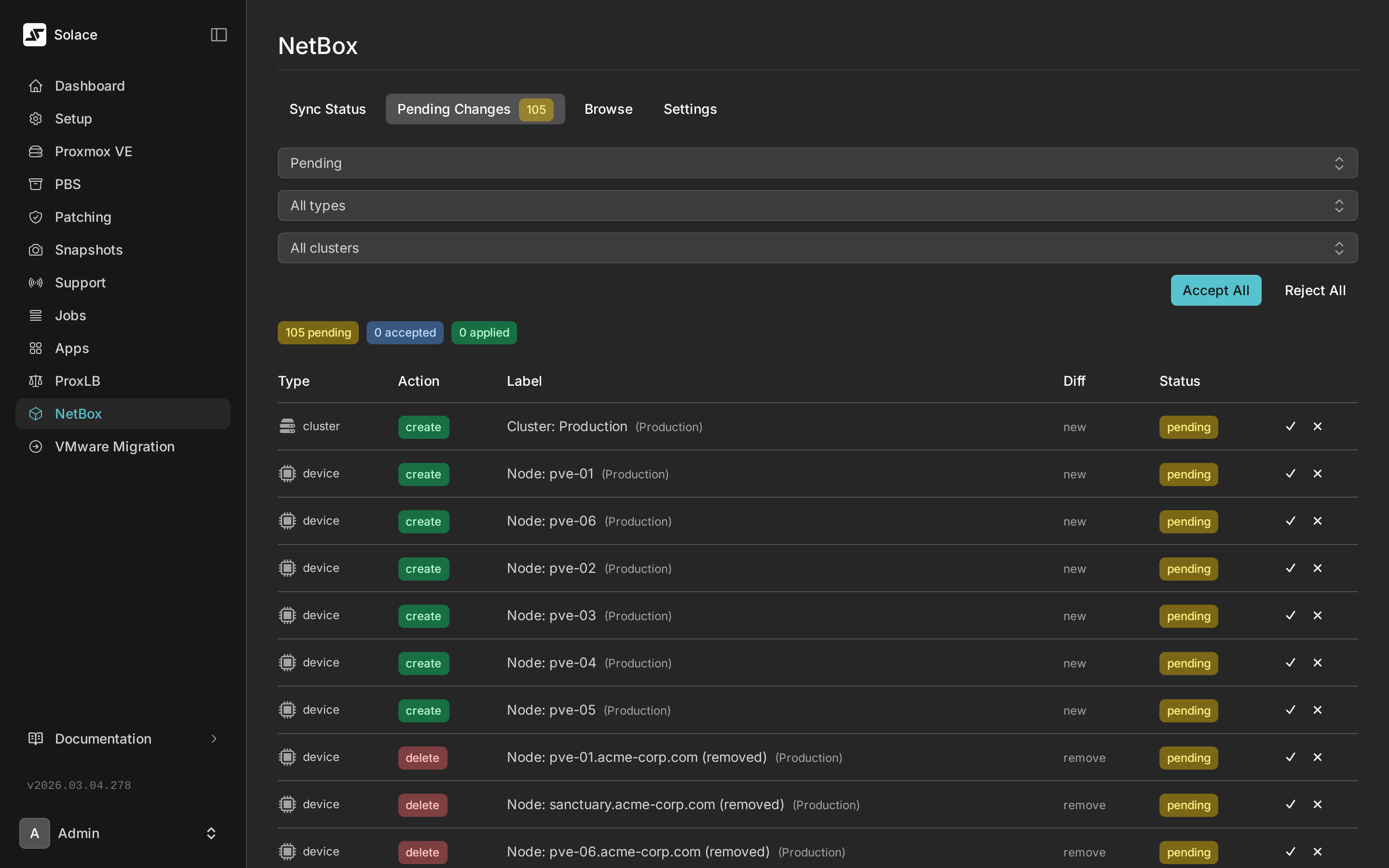 NetBox pending changes