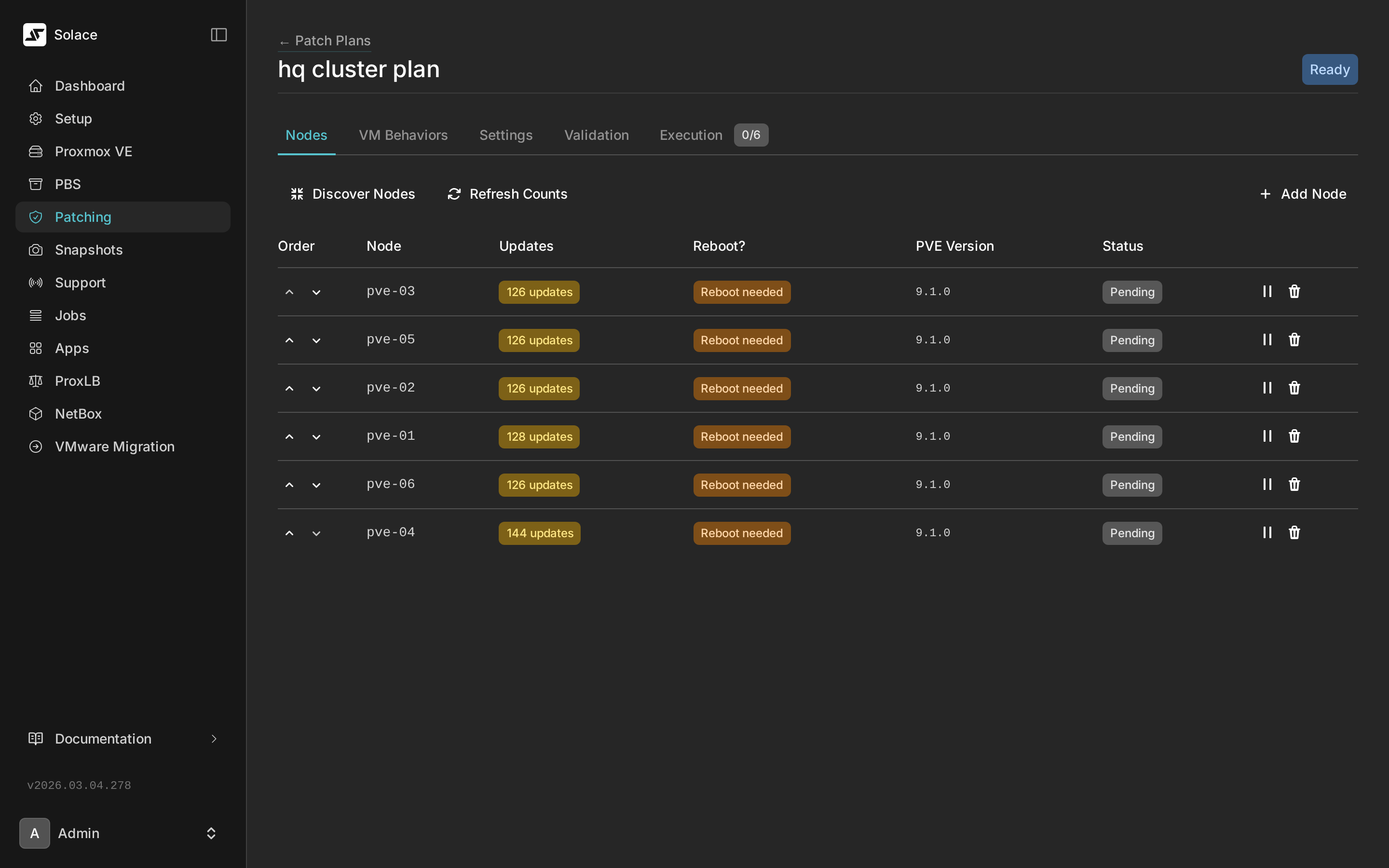 Patch plan nodes tab